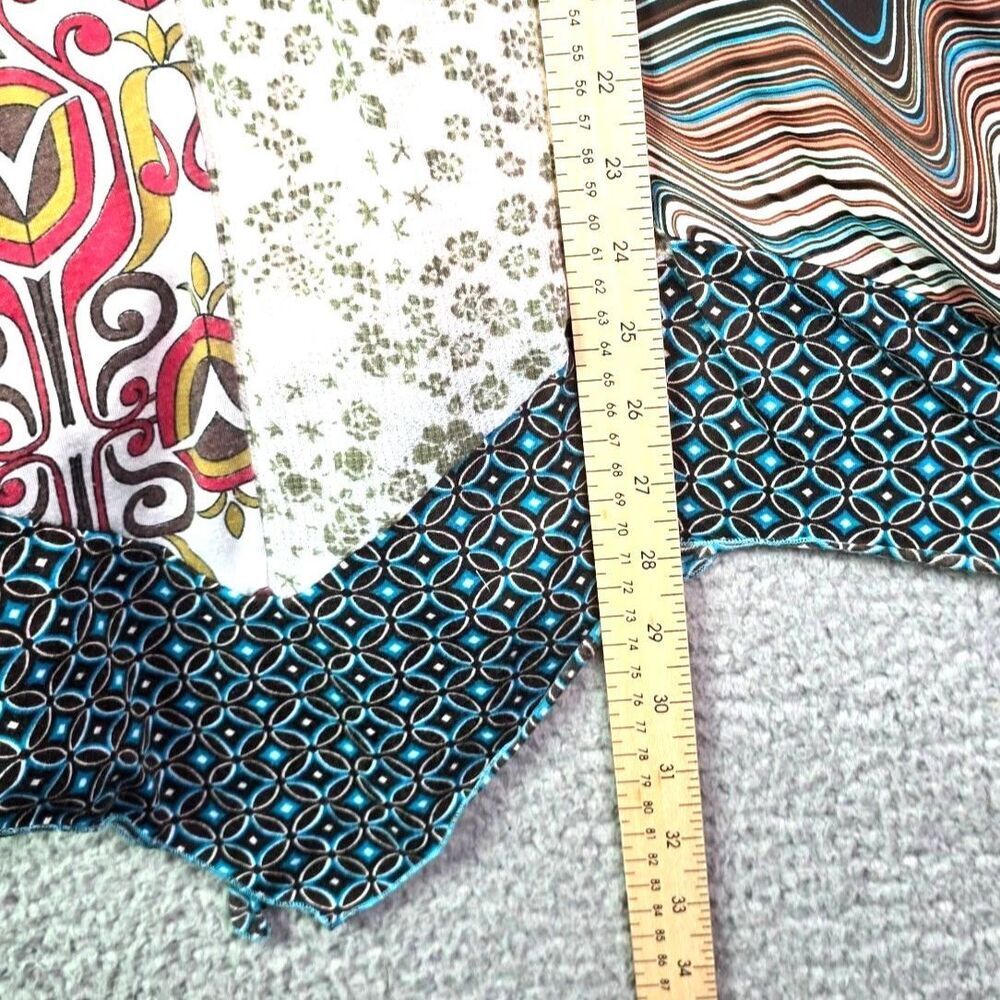 Hand Jive Patchwork Top Multicolor XXL Boho Handkerchief Hem Wearable Art - Picture 10 of 13